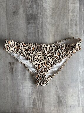 Target Leopard Print Ruffled Bikini Bottoms - Cream/Tan